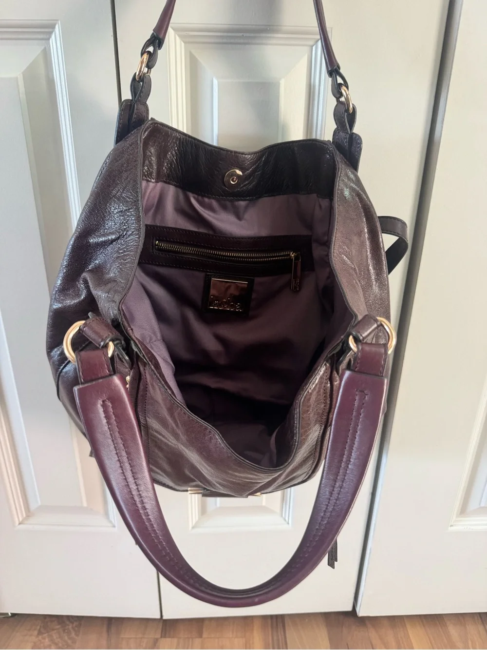 Kooba Women’s Leather Satchel Handbag in Deep Burgundy purse